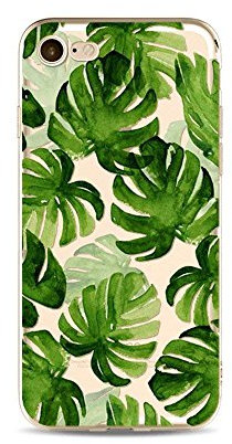 iPhone 7 Cover Trasparente, iPhone 8 Custodia Silicone Foglie Sottile Morbida TPU Protettiva Cover per 4.7 iPhone 7/iPhone 8 Antigraffio Antiurto Gomma Chiaro Case Tropicale Palm
