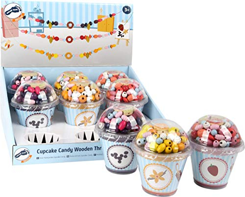 Small Foot 11248 Display Holz-Fädelperlen Cupcake Candy, Mehrfarbig Spielzeug