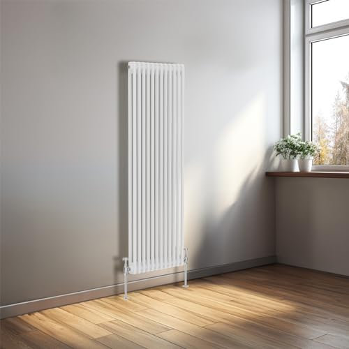 NRG Traditional Radiator Gloss White Cast Iron 2 Column Vertical Central Heating Bathroom Radiators 1500x560mm
