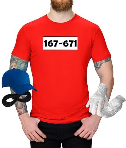 Jimmys Textilfactory T-Shirt Panzerknacker Karneval Kostüm Set Deluxe XS-5XL Herren Verkleidung Fasching Rosenmontag Karnevalszug, Größe:2XL, Set: komplett, Logo: Standard-Nr