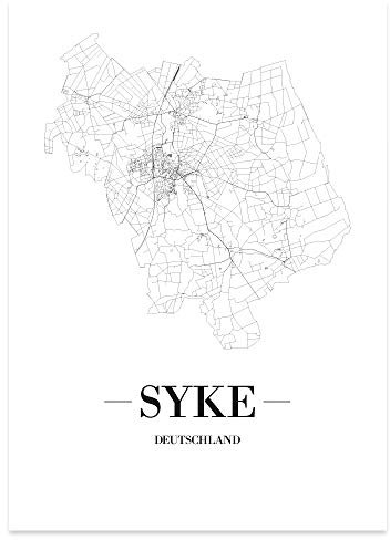 JUNIWORDS Stadtposter - Wähle Deine Stadt - Syke - 21 x 30 cm Poster - Schrift A - Weiß