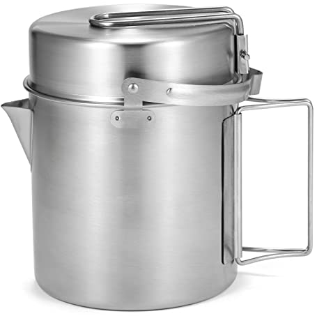 Lixada Camping Cooking Kettle 1L Stainless Steel Cookware Pot with Foldable Handle for Outdoor Camping Backpacking Picnic Hiking