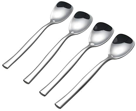 Qqbine Edelstahl Eislöffel Joghurtlöffel, Edelstahl Dessertlöffel, 6 Stück