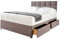 4FT Small Double Grey Linen Look Divan Bed with Spring Memory Foam Mattress 10, Cubic Headboard 20 and 2 free Storage drawers (Small Double L= 190 cm x W= 120 cm)