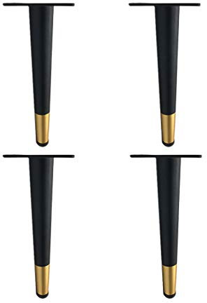 JIAOLUN123 4pcs Furniture Legs Furniture Feet Metal Table Legs Supporting Feet Sofa Legs Cabinet Legs, Furniture Replacement Legs, black gold(Straight cone10cm/3.9in)