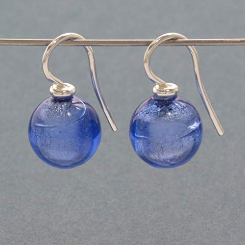 boucles d'oreilles bleu foncé verre de Murano