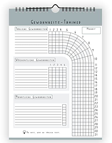 Gewohnheitstrainer | Habit tracker | Gewohnheiten-Trainer | Gewohnheiten ändern | Kalender 12 Monate | DIN A4 Kalender | Habittracker
