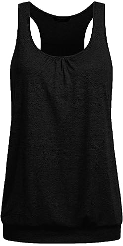 UNibelle Damen Sport Shirt Tank Tops Fitness Ringerrücken Gym Sporttop Jogging, Schwarz, M