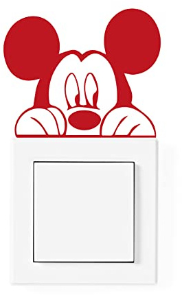 Gesar Adesivo per Interrutore della luca - Topolino - Adesivo in vinile per presa di corrente - Fantasia Divertente - Dimensioni 10 x 10 cm (Rosso)