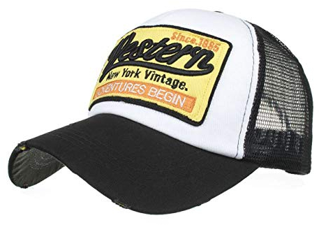 HUA YANG Trucker Caps Herren Baseball Cap Basecap Meshcap Baseballcap mit Baumwolle Frühjahr/Sommer Verstellbar Sport Kappe (Schwarz), HY-058, 56-60