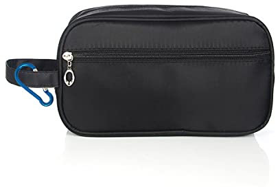 1pcs Trousse de Toilette Noire et 1pcs Mousqueton Bleu, Trousse de Toilette de Voyage Portable Sac cosmétique Sac à Main extérieur Grande capacité Sac de Rangement Fitness Rasage Sac de Salle de Bain