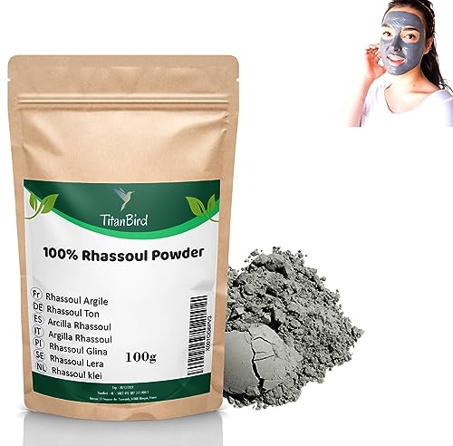 Titanbird 100 g Rhassoul / Ghassoul Pulver – Pflege für Gesicht & Haare – Herkunft: Marokko – 100 % natürlich, rein und ohne Zusatzstoffe | hochwertiges feines Pulver
