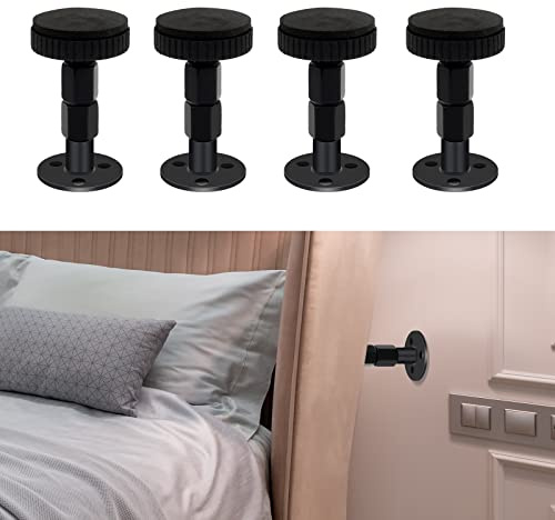 LveSunny Kopfteil-Stopper, schwarz, verstellbarer Bettrahmen, Anti-Shake-Werkzeug, für Wand, Betten, Sofas, kein Knarren, schützt die Wand vor Knallen, einfach zu installieren (3 - 6,4 cm) (groß), 4