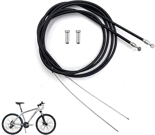 Hmseng Bike Brake Cables, Front Rear Mountain Bicycle Brake Wire Set, for Road Bike and Common Bike, with 2 Cable end crimps-1 Pairs