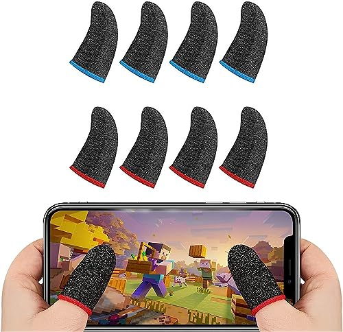 WKRTDY 8er Set Handy-Gaming Finger Sleeves, schweißresistente Fingerhandschuhe für Handy Spiele, atmungsaktive & ultradünne Touchscreen Fingerhülsen für jedes Spiel & Handygerät