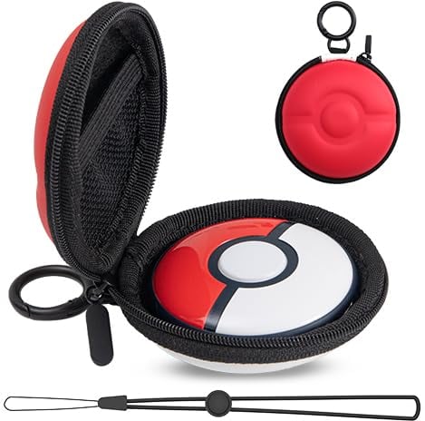 Tragetasche für Poké GO Plus+, Reiseetui für Poké GO Plus + 2023 mit Armband und Haken - Rot/Weiß