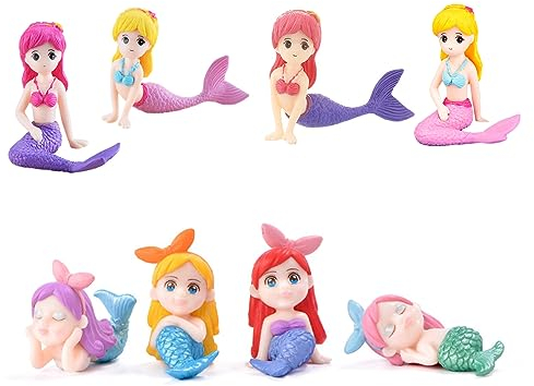 Eabdice 8 Stück Kleine Meerjungfrau Figuren Deko, Meerjungfrau Thema Party Dekoration, Meerjungfrau Figuren Set, Voor de Decoratie Van Aquariums, Aquariums, Themafeesten