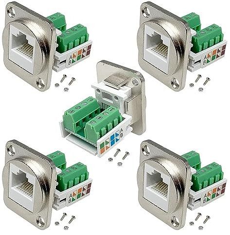 Daroplo Adaptateur RJ45 pour sur tableau électrique, adaptateur de borne à vis, connecteur RJ45/8P8C pour sur tableau électrique, type D, prise RJ45, pince sans soudure