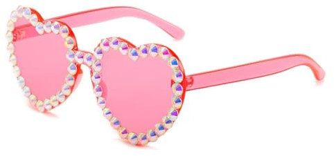 PSOWQ Lunettes en forme de cœur style hippie, verres fuchsia amusants pour fêtes d'anniversaire, mariage, enterrement de vie de jeune fille, gadgets de fête pour enfants et adultes – Rose rouge
