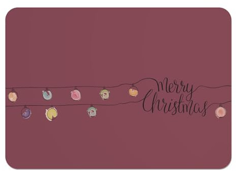 Fabulous Set mit 4 Tischsets mit Unterseite aus Kork, rot, Merry Christmas, Lichterkette, Weihnachten, großes Format, 39,5 x 28,5 cm