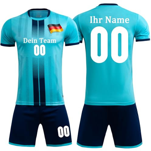 OPUTWDF Fußball Trikot mit Namen Set Jungen Personalisiert Fussball Trikot mit Nummer Set Kinder Herren Personalisieren Trikot und Shorts