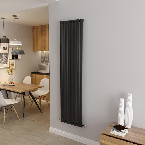 Acezanble∣Oval Column Radiator 1800x472mm Vertical Radiator Black Single Column Central Heating Radiators Modern Designer Radiators
