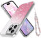 Unlicaku for iPhone 15 Pro Max Case, Glitter Clear Phone Case Compatible with MagSafe, with Crystal Phone Chain, Slim Thin Shockproof Protective Cover, Pretty Sparkly Cute Protective case, Pink