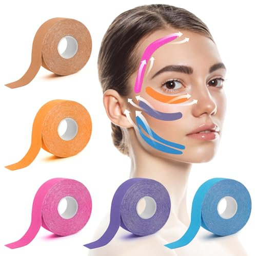 Ruban Adhésif de Kinésiologie,Tape Kinesiologie, imperméable & élastique Sport tape,Bande de kinésiologie de sport pour les muscles,pour la peau pour genoux épaules coudes