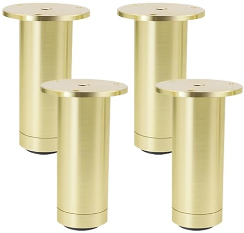 SZLXJMFL Doré Lot de 4 Pied Table Haute Reglable Pied de Meuble Pied Ronds pour Meuble Commode Pied Table Console, Aluminum Alloy, brossé, 8-25cm Pieds de Table Basse Vis Inclus-15cm/6