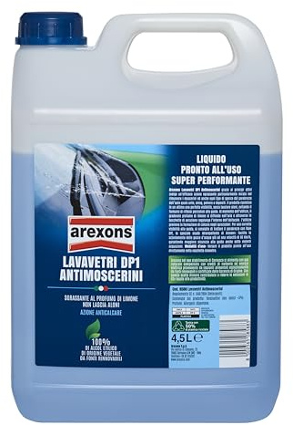 AREXONS Lavavetri DP1 Antimoscerini Pronto all'Uso, Detergente per Vaschetta Lavacristalli Auto, Fragranza Limone, 4.5L