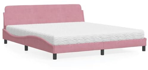 Willood Boxspringbett mit Matratze Rosa 180x200 cm Bett Weicher Samt Hervorragende Unterstützung Schaumstoffmatratze