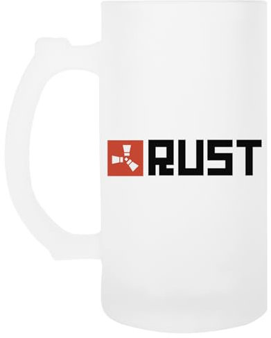 OLDRYTEE Rust Game Logo Transparent Tankard with Glass Handle for Beer