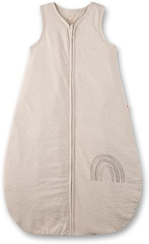 Sanetta Baby-Schlafsack Beige | Praktischer und bequemer Unisex-Schlafsack aus Bio-Baumwolle. Baby-Schlafsack mit Reißverschluss und Regenbogen-Print | Baby Sleeping Bag