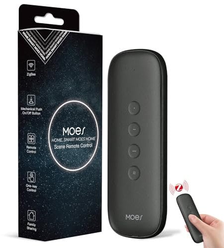 MOES Tuya ZigBee 12 Scene Control Remoto inalámbrico, 4 Botón Transmisor a Través de TUYA/Smart Life/MOES, Escenario de Automatización del Hogar Inteligente, Requiere Tuya ZigBee HUB