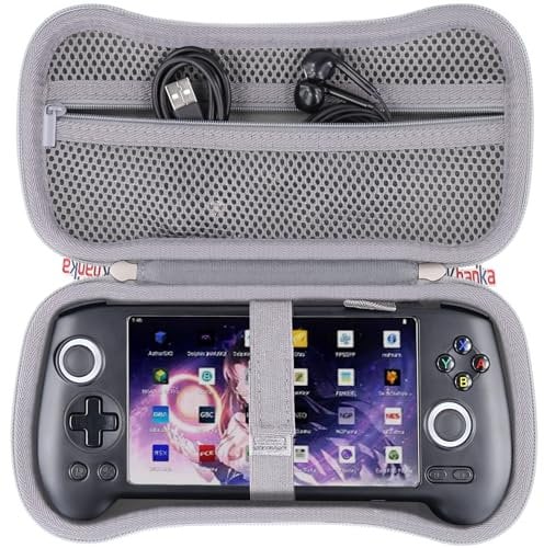 Khanka Custodia rigida per Anbernic RG556 Retro Handheld Game Console, borsa di trasporto per RG556 5.48-Inch Android Retro Handheld Game Console, solo custodia (Grigio)