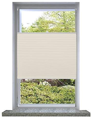 ShGaxin Plissee Faltrollo Rollo Plisseerollo, Verdunklungsplissee, Dachfenster Rollo, Sichtschutz Fenster, Fensterrollo, Plissee Verdunklung, 70x150cm Creme