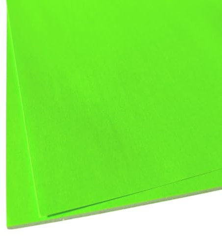 25 hojas Papel Adhesivo Fluorescente Verde 80gr, tamaño A4 - Trasera con crack back fácil de retirar - Etiquetas adhesivas imprimibles adhesivo fluor