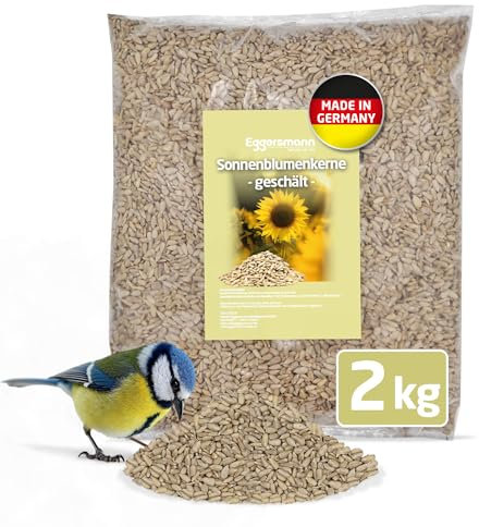 Eggersmann volaris Sonnenblumenkerne geschält 2 kg – Hochwertiges Vogelfutter für Wildvögel – Geschälte Sonnenblumenkerne fett- & energiereich – Wildvogelfutter schalenfrei für Ganzjahresfütterung