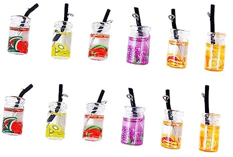 DIYEAH 12pcs Mini Milk Tea Cup Pendant Diy Charms Artificial Resin Cup Pendant for Jewelry Making Accessories Random Color Mix for Craft Earrings Keychains