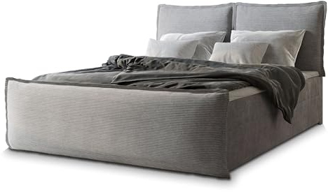 Masseno Boxspringbett Monta 180x200 cm Komplett-Set mit Matratze und Topper, Polsterbett mit Zwei Bettkästen -Hellgrau, Lincoln 86