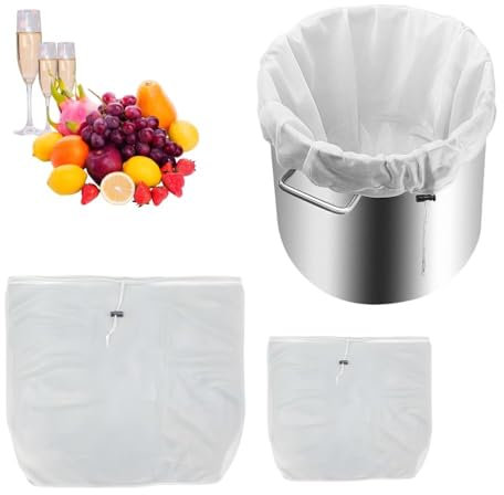TAIOSNADJ 2PCS Fine Mesh Strainer Bag Brew Bags Reusable with Fine Mesh and Drawstring Closure Baging Hops Grains Fruit Cider Apple Grape Wine Beer Making Press Drawstring