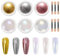 DMQ Chrome Nail Powder Set, 6Pcs White Mermaid Pearl Powder, Silver Rose Gold Metallic Nail Pigment Powder Mirror Effect, Aurora Iridescent Glazed Donut Nail Glitter for Art Design Decoration