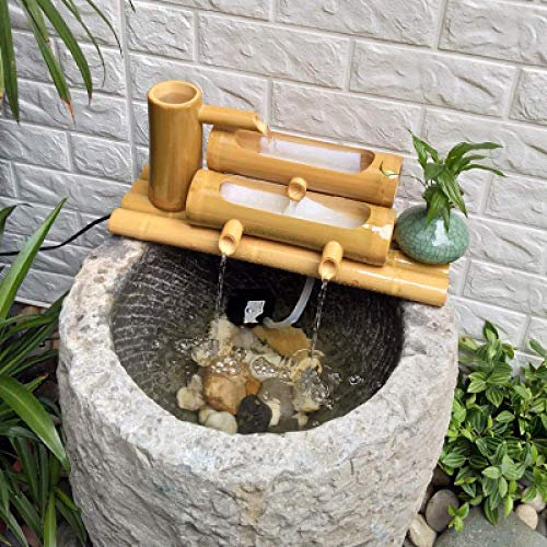 HUIBBGO Fontaine de Jardin en Bambou Fontaine d'extérieur en Bambou Décoration Moderne pour Jardin et Cour