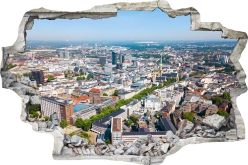 DesFoli Wandtattoo Dortmund Skyline - verschiedene Rahmentypen DW000250 Farbe Grauer Stein Querformat, Größe 150 cm x 100 cm