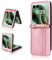 COQUE Case for Motorola Razr 60 Ultra Phone Case, Lanyard + Multi-Slot Business Card Holder Wallet Case, Motorola Razr 60 Ultra Flip Phone Case-Pink