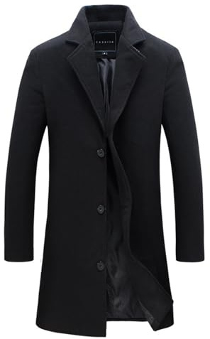 Générique Manteau Homme Hiver Laine Mi Long Grande Taille Buttons Outwear Chaude Polaire Veste Blazer Chic et Elegant Casual Trench-Coat Vestes Automne Classique Manches Longues Jacket Noir 5XL