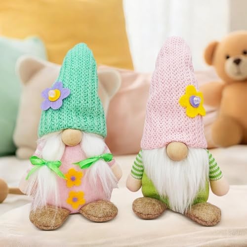 RNPKZ Wichtel Frühling Deko, 2 Stück Stehende Niedliche Wichtel, Deko Frühling WichtelFiguren,Frühlingswichtel Osterwichtel Frühlings WichtelTischdeko Frühlingsdeko Geschenke für Kinder Mama Muttertag