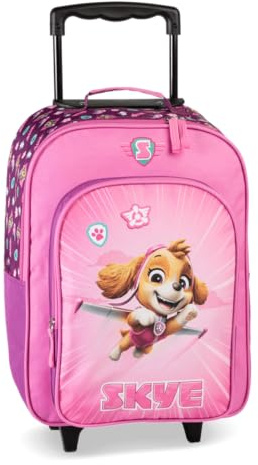 Ragusa-Trade Paw Patrol Chase Marshall Skye Kinder Trolley Kinderkoffer Weichgepäck Polyester 42 x 32 x 16/21 cm - verstellbare und fixierbare Teleskopstange, rosa