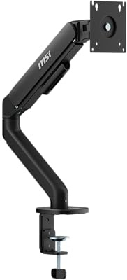 MSI MAG MT101G - Gas Spring Single Monitor Stand Arm, Supports 17-32 and 22 lbs, VESA Compatible, Adjustable Gas Spring Mount, Clamp & Grommet, Quick Release Plate – Black