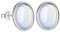 Ohrstecker 925 Sterling Silber mit Regenbogen Oval Mondstein Edelstein für Damen und Girls